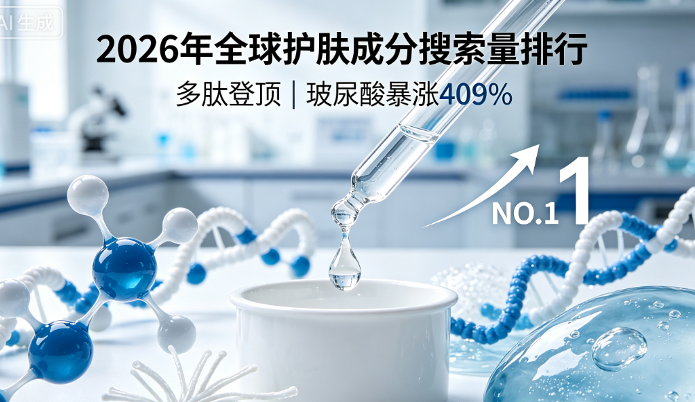 2026年全球护肤成分搜索量排行：多肽登顶，玻尿酸暴涨409%