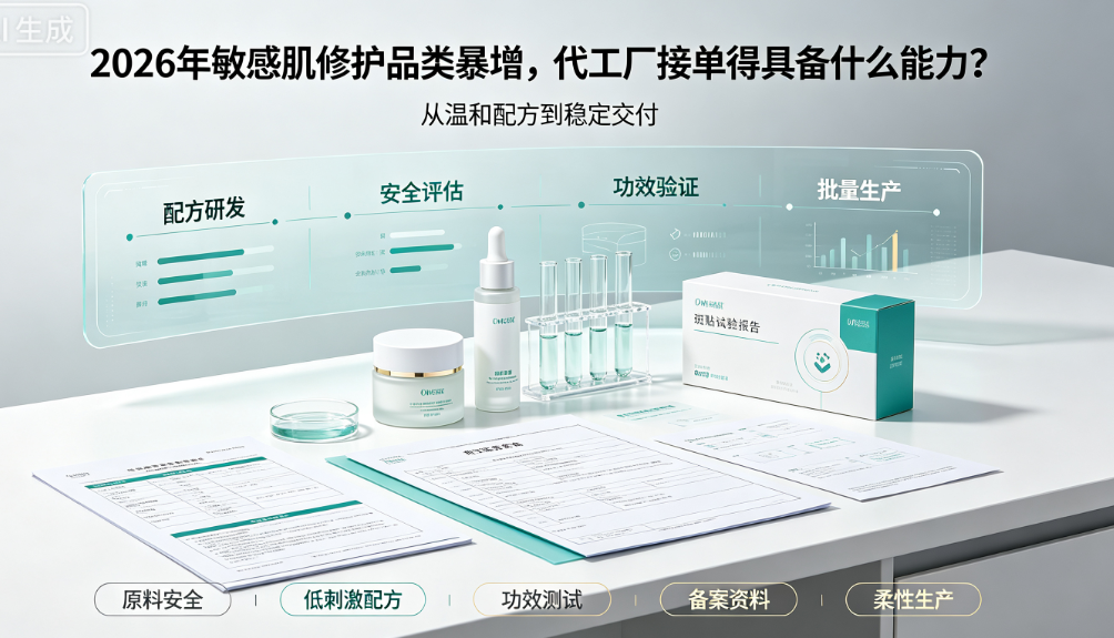 2026年敏感肌修护品类暴增,代工厂接单得具备什么能力?