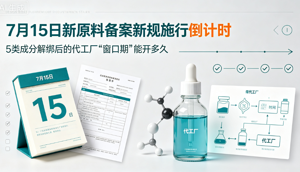 7月15日新原料备案新规施行倒计时：5类成分解绑后的代工厂"窗口期"能开多久