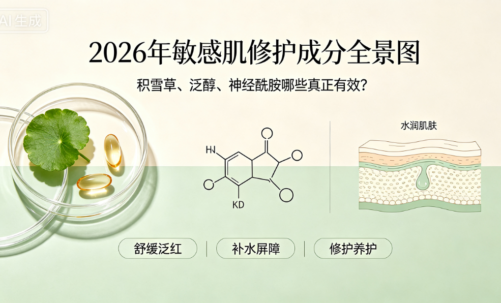 2026年敏感肌修护成分全景图:积雪草、泛醇、神经酰胺哪些真正有效?