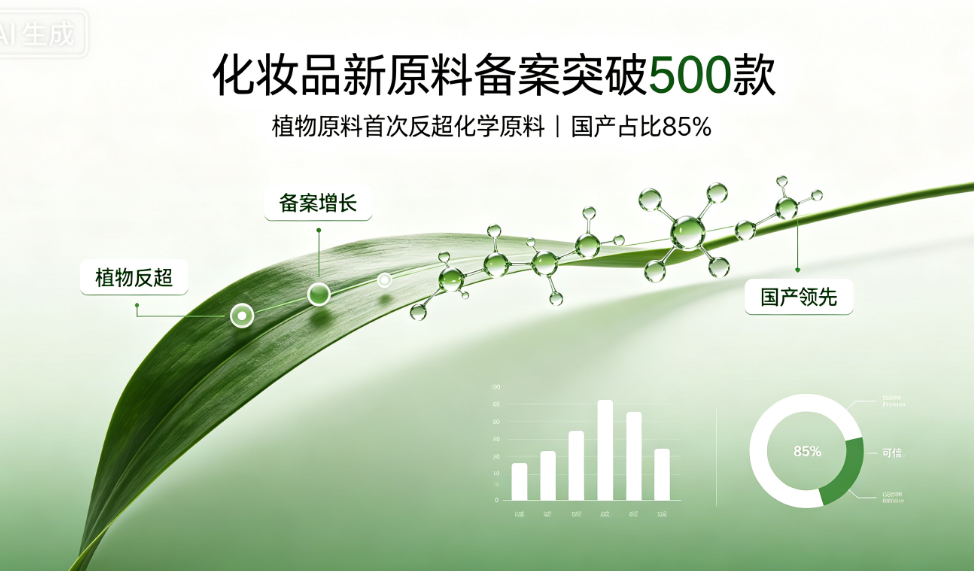 化妆品新原料备案突破500款:植物原料首次反超化学原料,国产占比85%