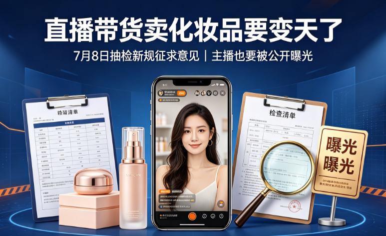 直播带货卖化妆品要变天了:7月8日抽检新规征求意见,主播也要被公开曝光