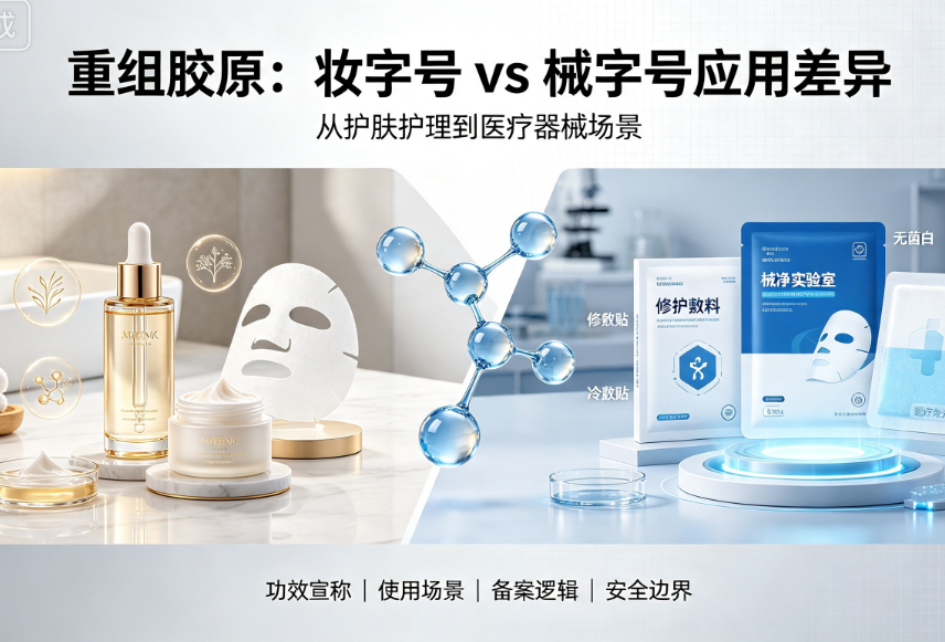 重组胶原在妆字号和械字号里,应用有什么不同