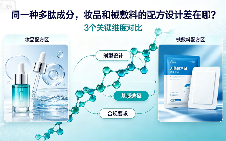 同一种多肽成分，妆品和械敷料的配方设计差在哪？3个关键维度对比