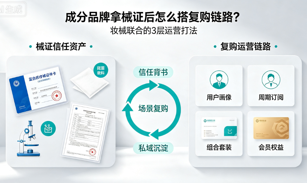 成分品牌拿械证后怎么搭复购链路?妆械联合的3层运营打法