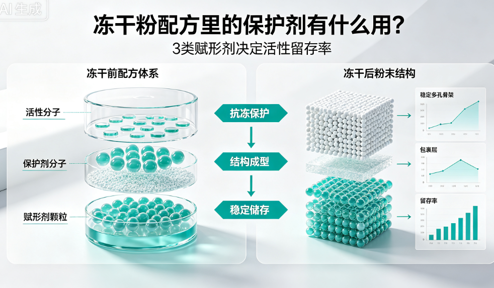 冻干粉配方里的保护剂有什么用？3类赋形剂决定活性留存率