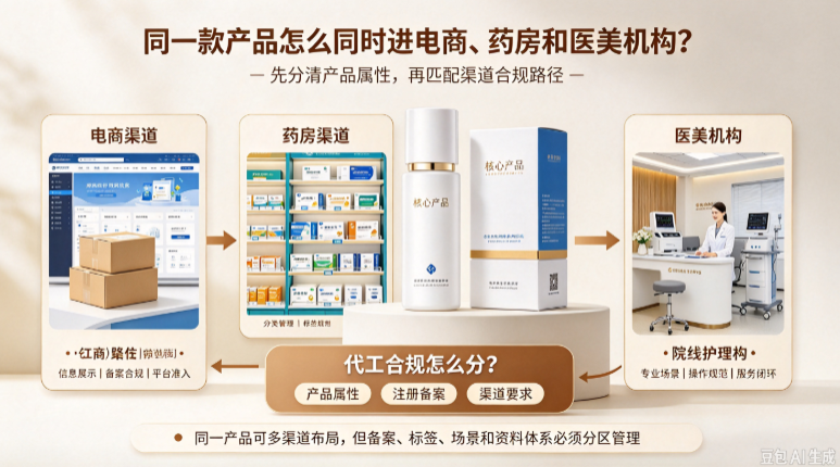 同一款产品怎么同时进电商、药房和医美机构？代工合规怎么分？